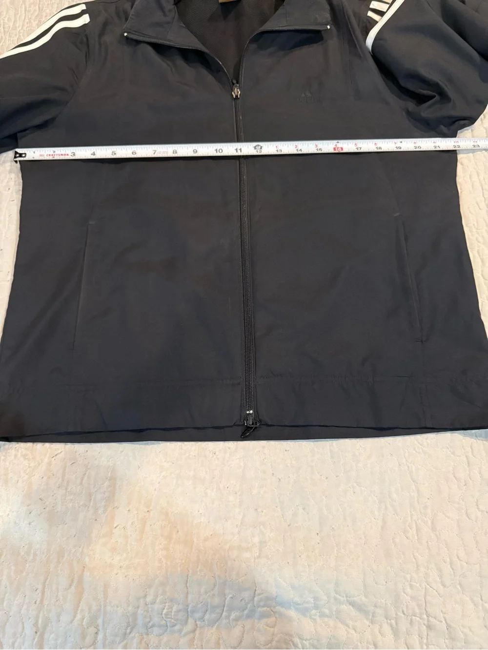 adidas Black Windbreaker with White Three-Stripes